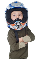 adorable boy with a helmet in the head