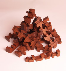 wooden walnut puzzle unassembled