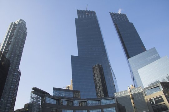 reflective blue skyscrapers