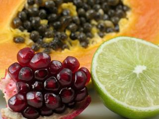 lime, pomegranate and papaya