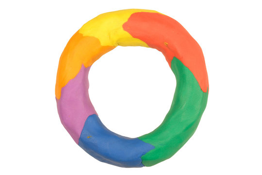 a doughnut shaped ring of colourful plasticine.