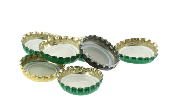 beer caps on white