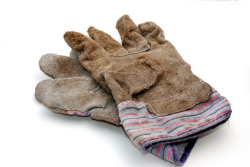 Fototapeta na wymiar worn work gloves