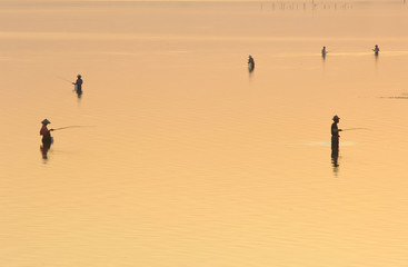 myanmar, amarapura, u bein bridge; stunning sundown from u bein