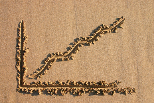 a profit chart drawn in the sand. - Powered by Adobe