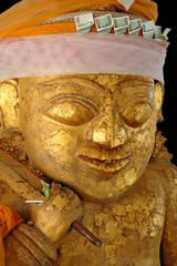 myanmar, bagan: statue in a pagoda