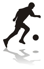 Fototapeta na wymiar silhouette of soccer player