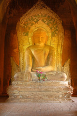 myanmar, bagan: statue in a pagoda