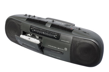 dual deck black boom box