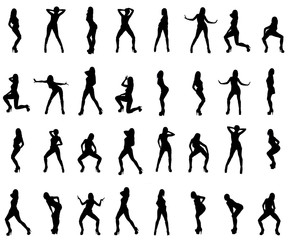 multiple silhouettes against white.