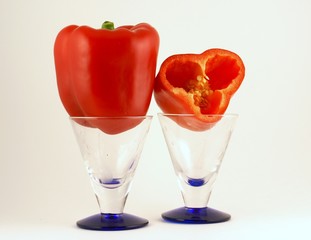 red peppers on wine glass