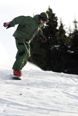Fototapeta na wymiar green snowboarder