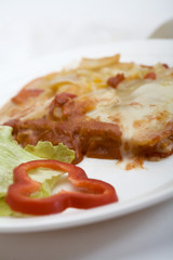 lasagne and salad