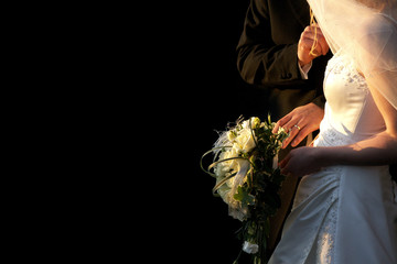 wedding bride and groom black background