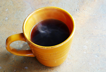 steaming coffee