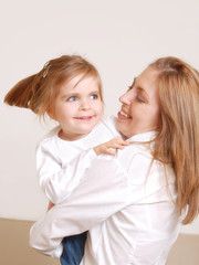 mom and her little daughter