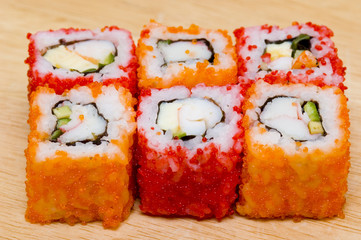 rolls on the wooden plate