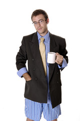 sexy man drinking coffee
