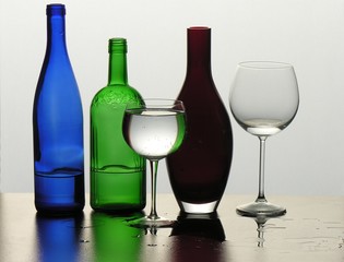 bottles and glasses