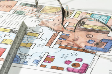 farbiger wohnungsplan