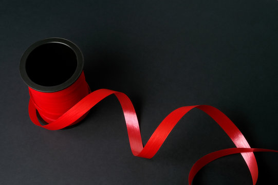 Red Tape On Black Background