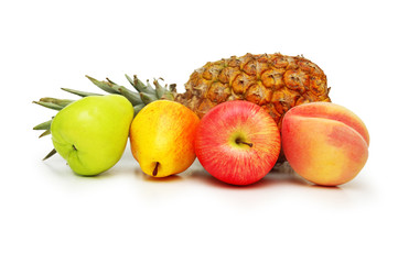various fruits isolated on the white background