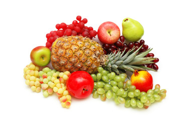 various fruits isolated on the white background