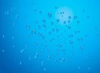 water drops on blue