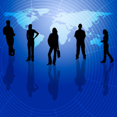business team on a world map