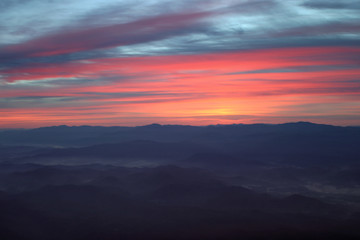 Fototapeta na wymiar aerial mountain sunrise