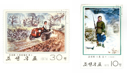 north korea mail - postage stamps