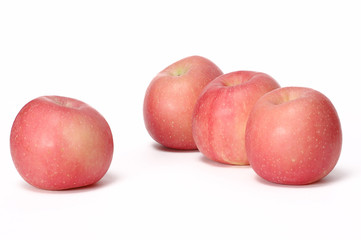 four pink apples
