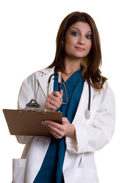 attractive nurse holding a chart