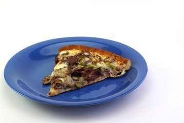 pizza on blue plate