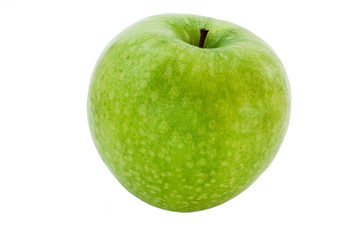 appetizing juicy green apple on white