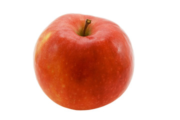 appetizing juicy red apple on white