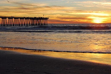 sunset at hermosa beach pier