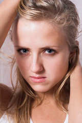 Fototapeta premium portrait of the blonde with blue eyes