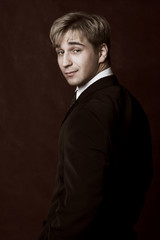 Fototapeta premium satisfied smiling businessman
