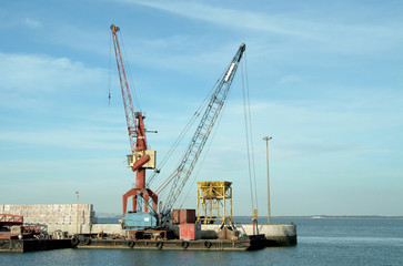 Fototapeta na wymiar cranes on port