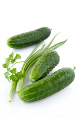 green-spring onions, cucumbers, parsley