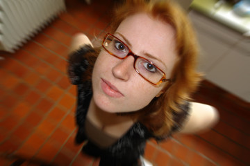 beautiful young woman with glasses