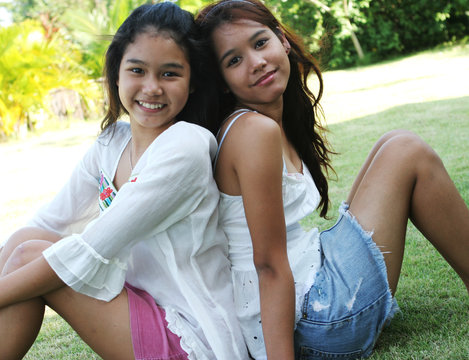 portrait of two lovely thai girls