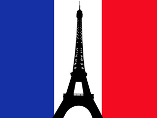 eiffel tower french flag