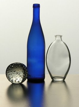 bottles and  cristal glass ball