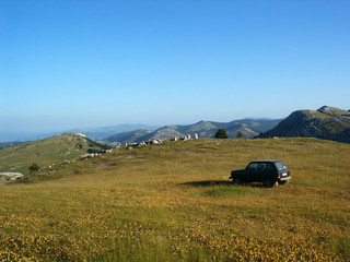 terrain vehicle in mountain landscape in croatia