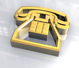 simbolo del telefono in oro cavo
