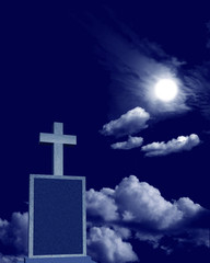 cross on moonlit night