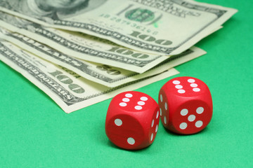 red dices and dollar