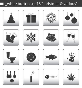white button set 13 "christmas & various"